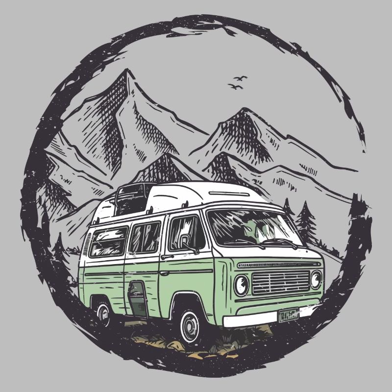 Retro Camper im Mountain Circle