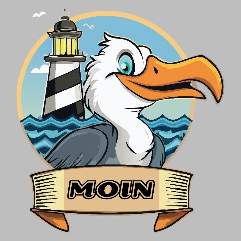 Moin -Möve mit Leuchtturm