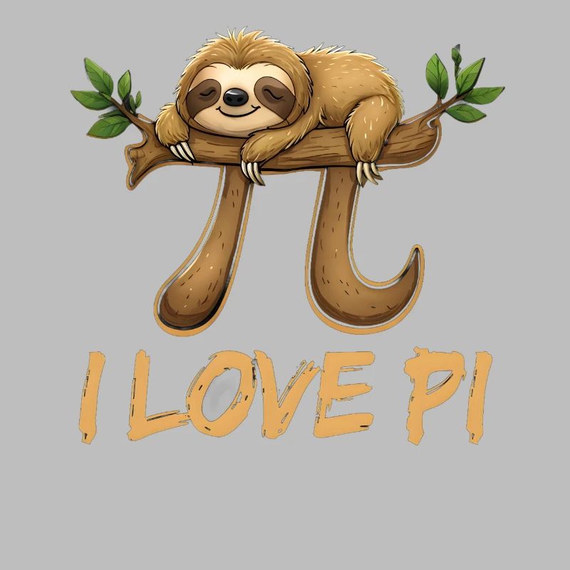 Funny Sloth Sleeps on Pi Symbol Mathematics