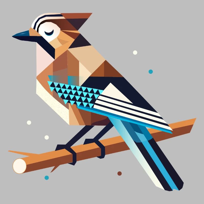Jays on a branch – stylized spring motif