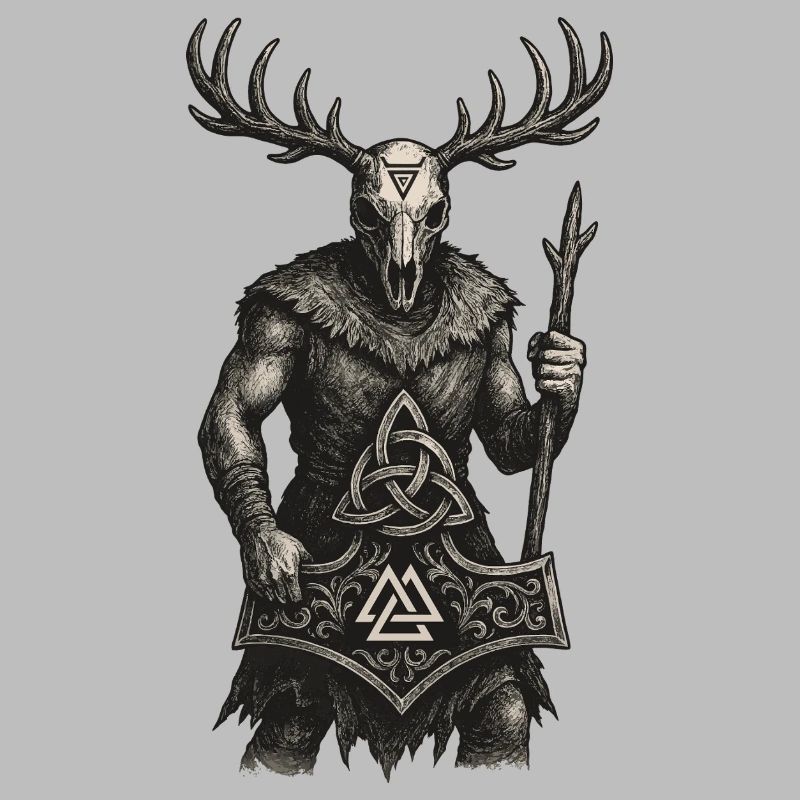 Gardien de la forêt | Totem de Valknut et Mjölnir
