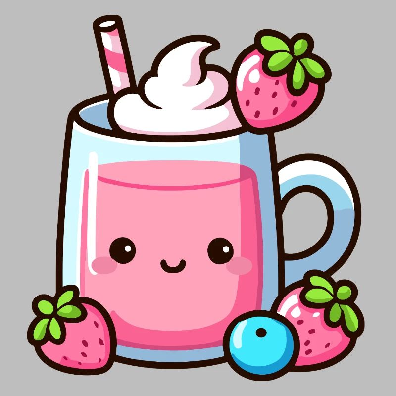 Kawaii Erdbeermilch Becher Design