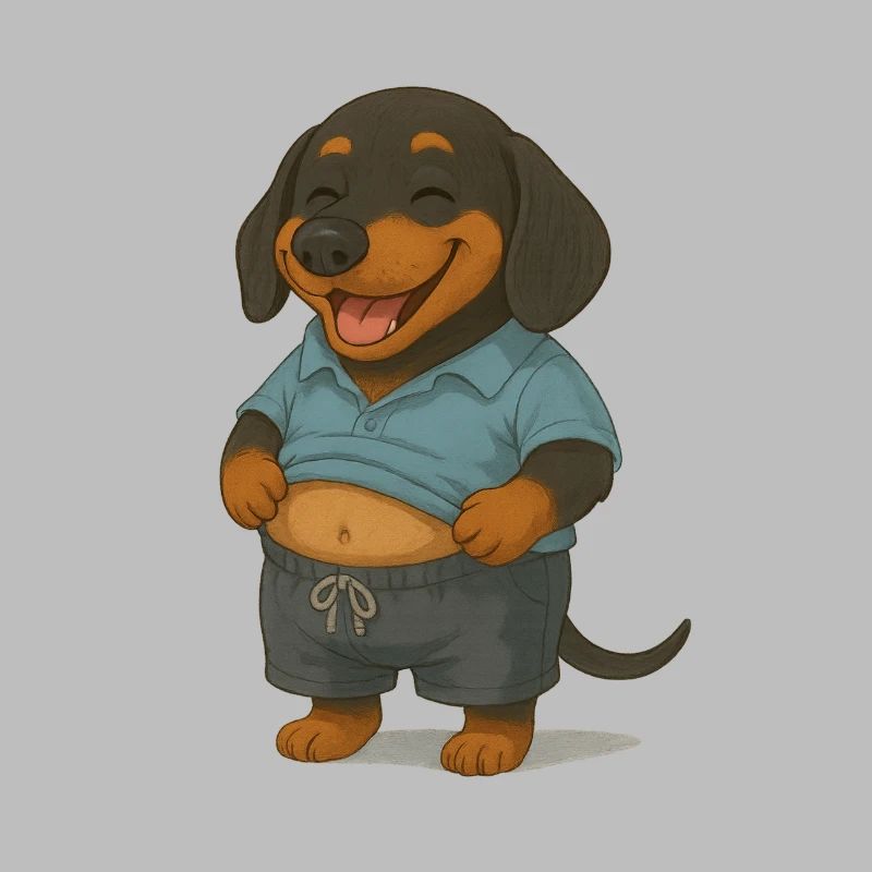 Dachshund with affluent belly