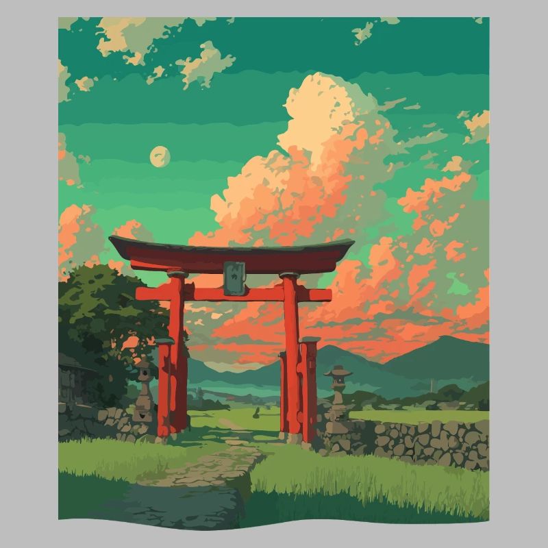 Serene Torii Gate Sunset Scene