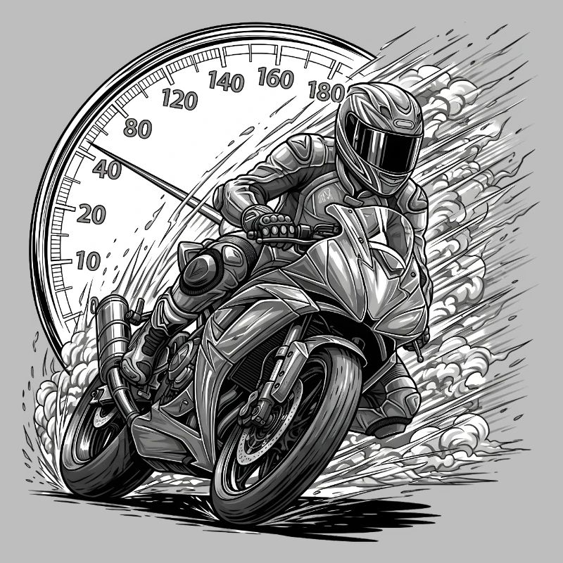 Biker, der von Geschwindigkeit angetrieben wird