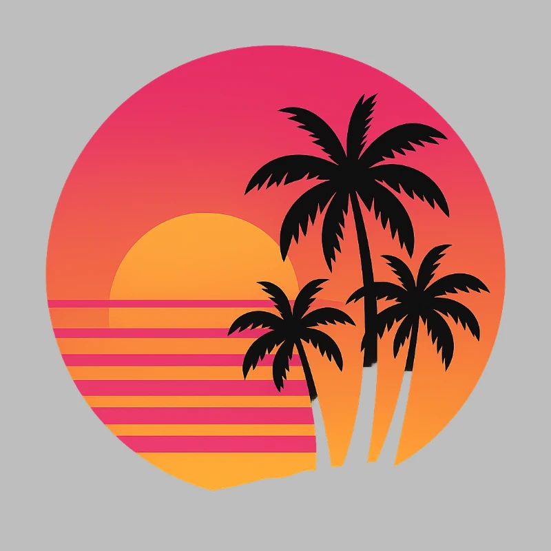 Retro Sunset Palm Trees | 80s Beach Vibes