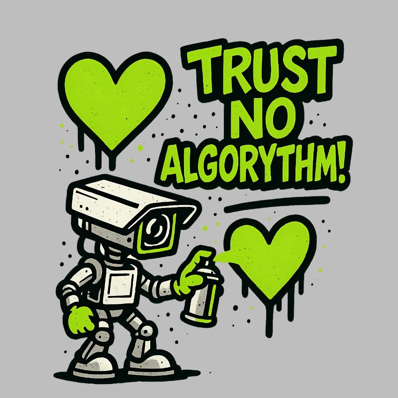Robot avec cœur et message anti-algorithme