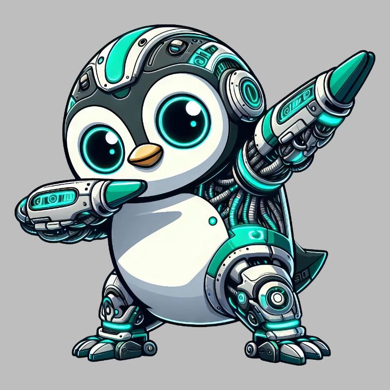 Futuristischer Pinguin Roboter Cyborg Technik 