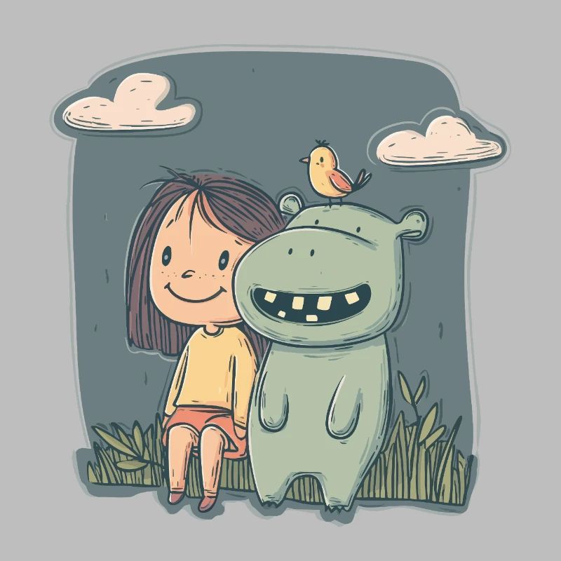Mädchen und Nilpferd Freundschaft