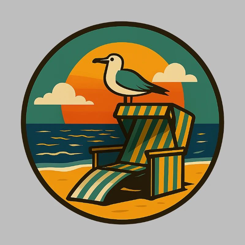 Strandkorb Design mit Möwe