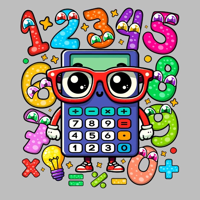 Number Whimsical Math Robot with Numbered Digits