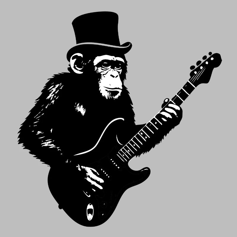 Greifende Affe mit E-Gitarre im Retro-Style
