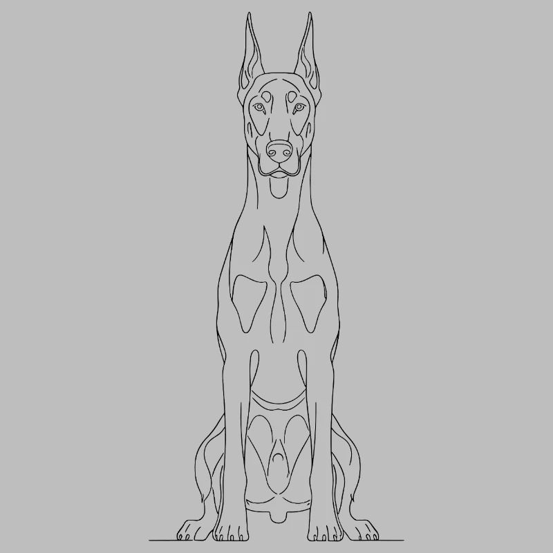 Doberman Line Drawing Minimalist Design