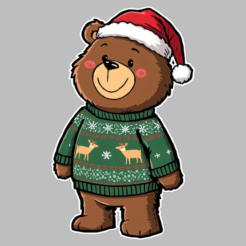 Niedlicher Bär mit Weihnachtspullover