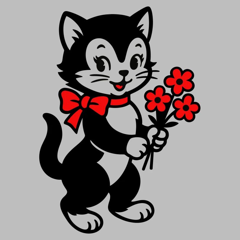 Chat noir avec ruban rouge