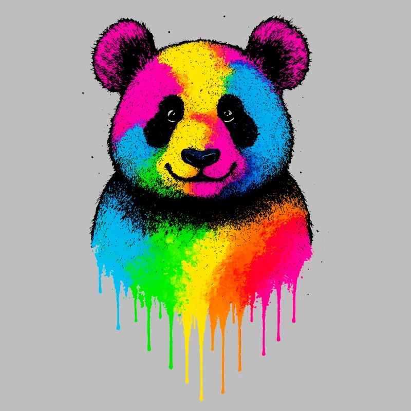 Rainbow Panda Dripping Art