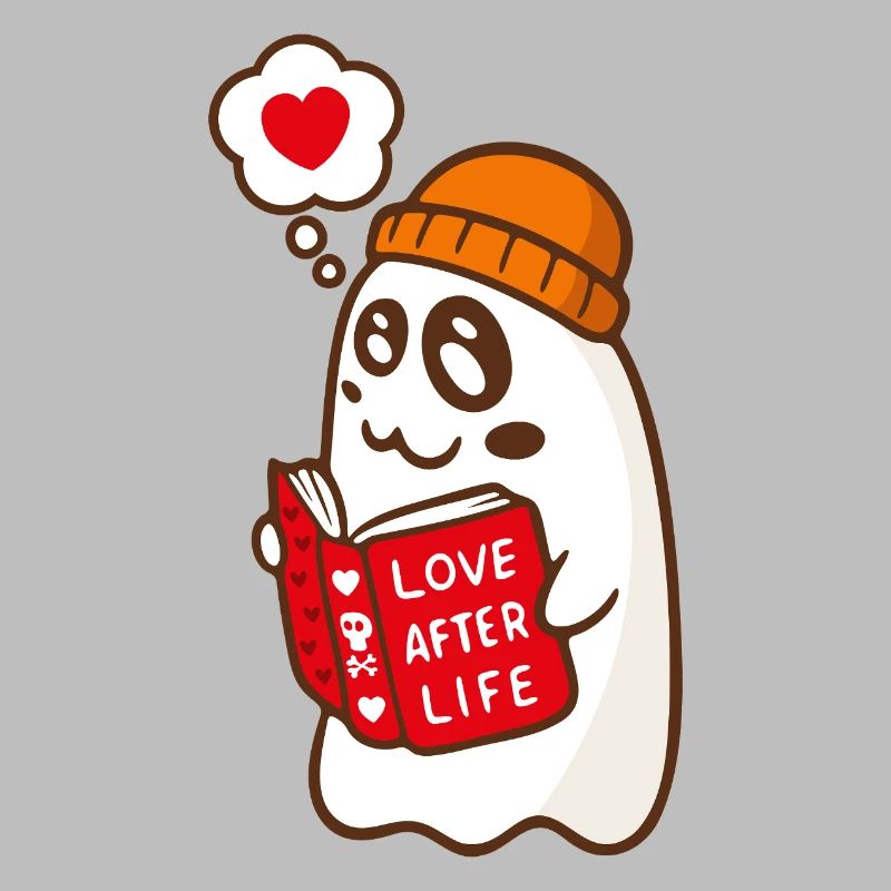 Spooky Cute Ghost Reading Love Book