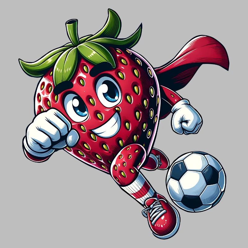 Fußball Erdbeere Superheld Kicker Comic
