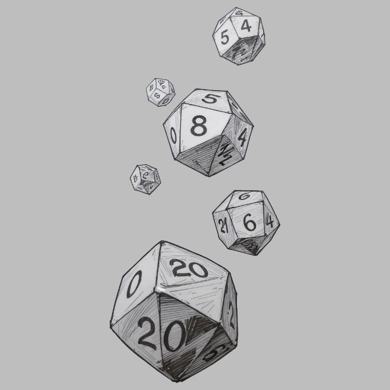 Black and White Role-Playing Dice – Falling Dice
