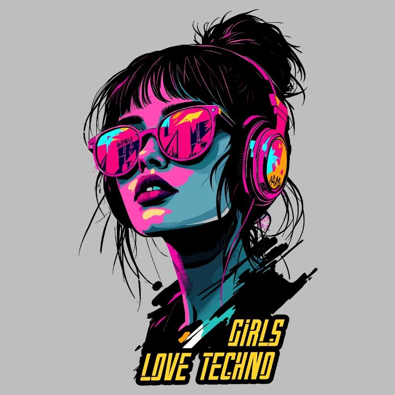 Neon Techno Mädchen Porträt