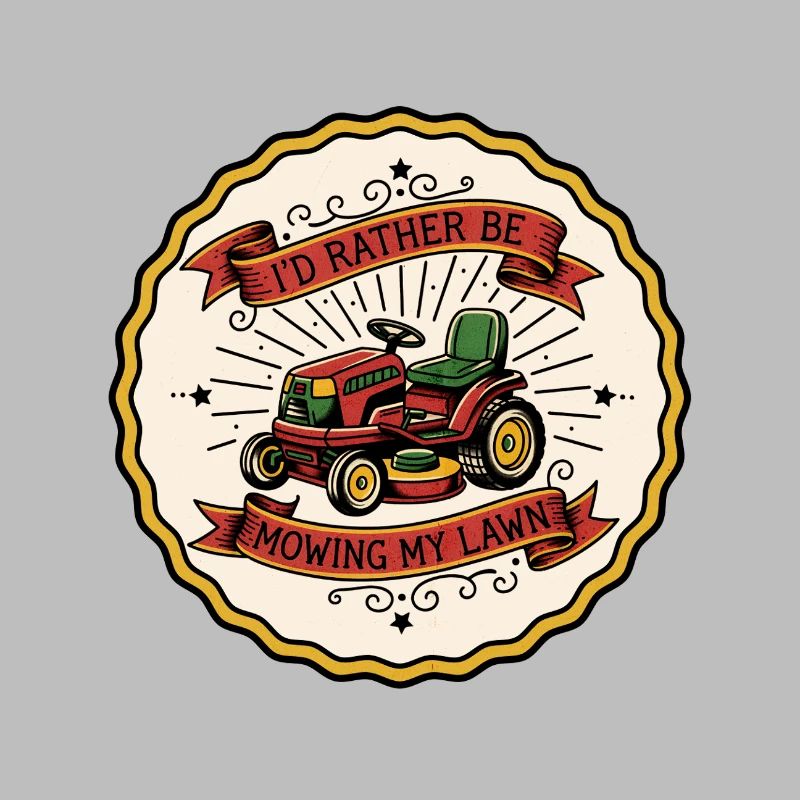 I'd Rather Be Mowing — Retro Badge