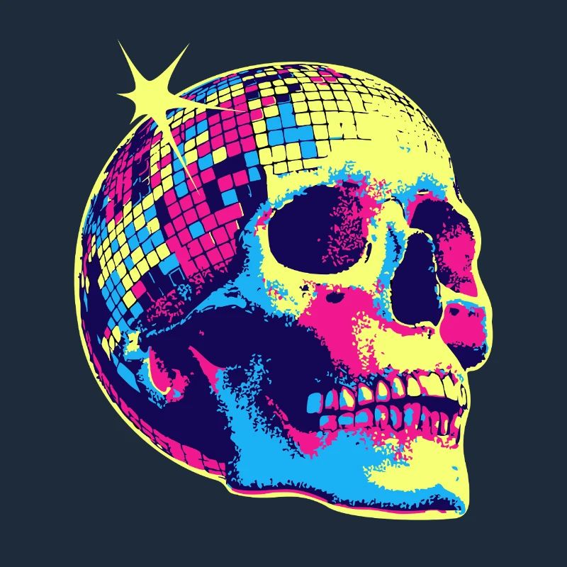 Neon Disco Skull