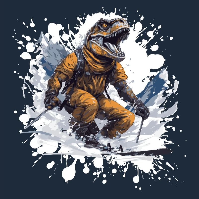 Dinosaur T Rex Ski Skiing
