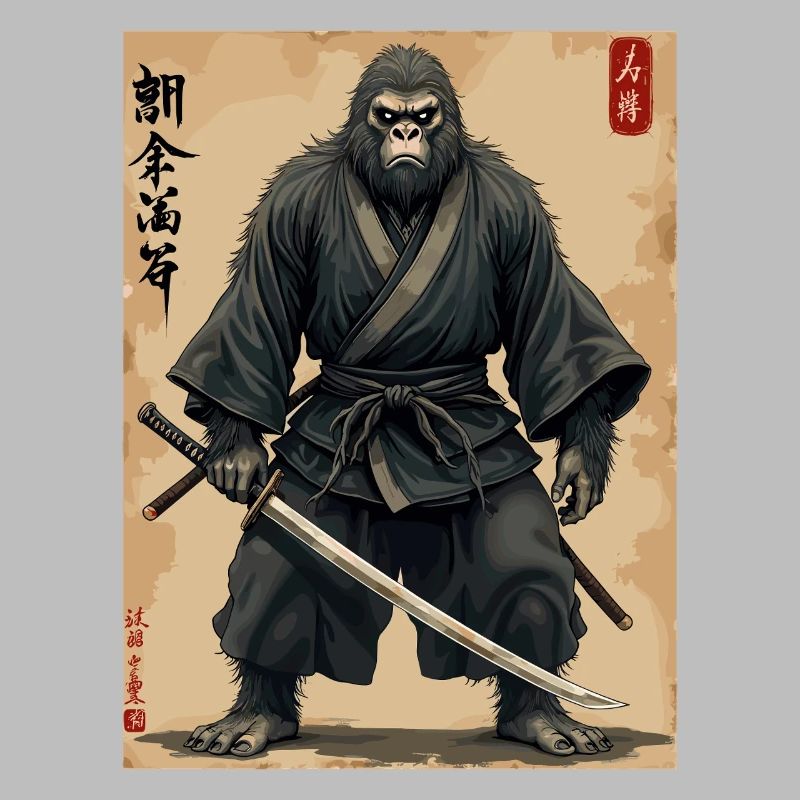 Gorilla Samurai mit Katana