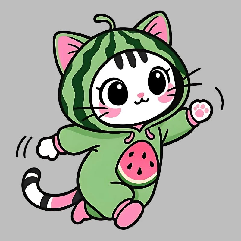 Chat Mignon en Hoodie Pastèque