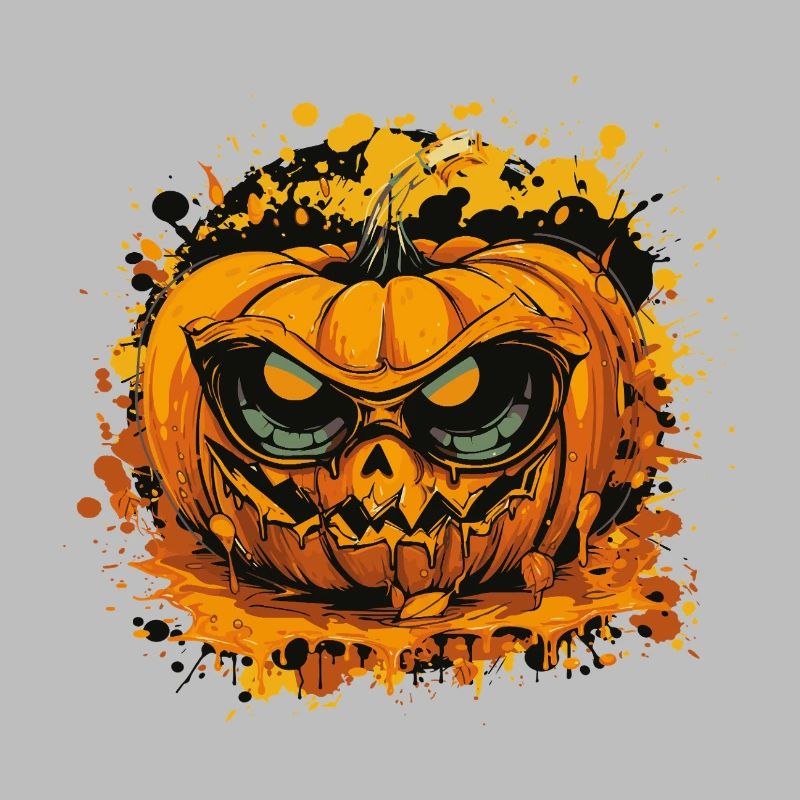 Visage de citrouille sinistre dans le style d’éclaboussures de couleur