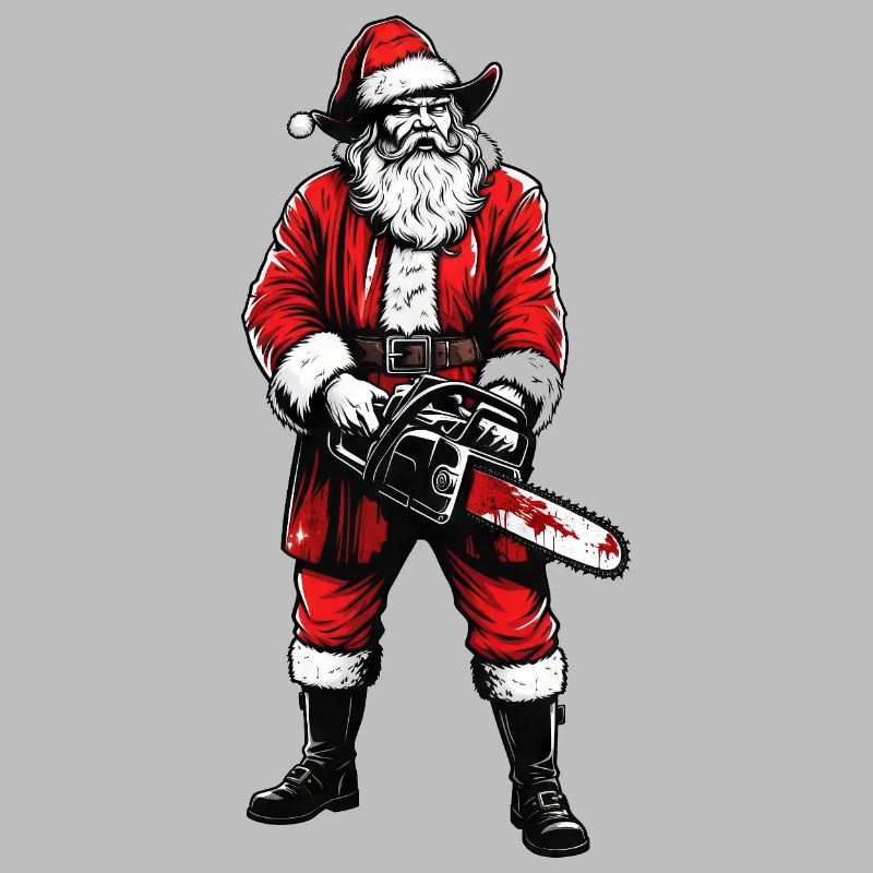 Horror experience Santa Claus with chainsaw