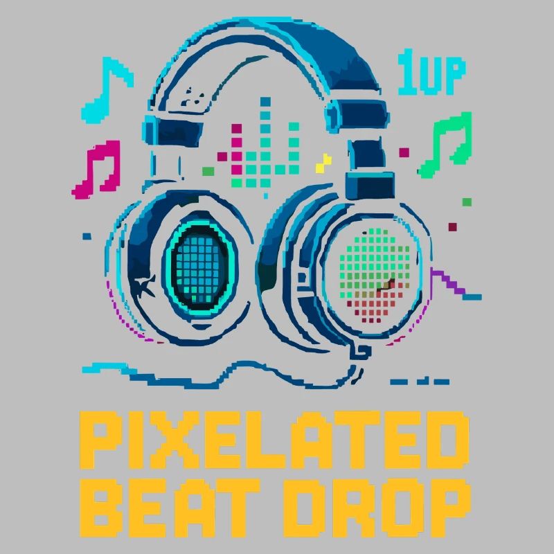PIXELATED BEAT DROP Retro Pixel Kopfhörer 1UP