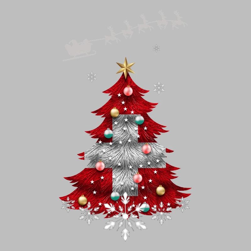 Weihnachtsbaum mit Schweizer Fahne