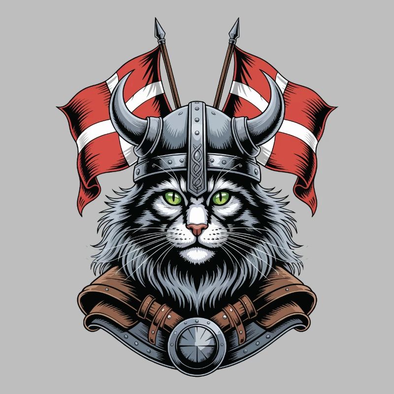 Wikingerkatze mit Helm