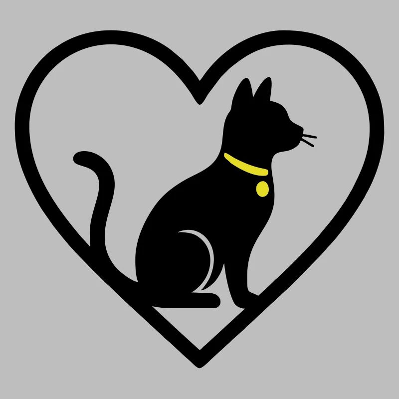 Cat Heart Silhouette Cute Pet Lover