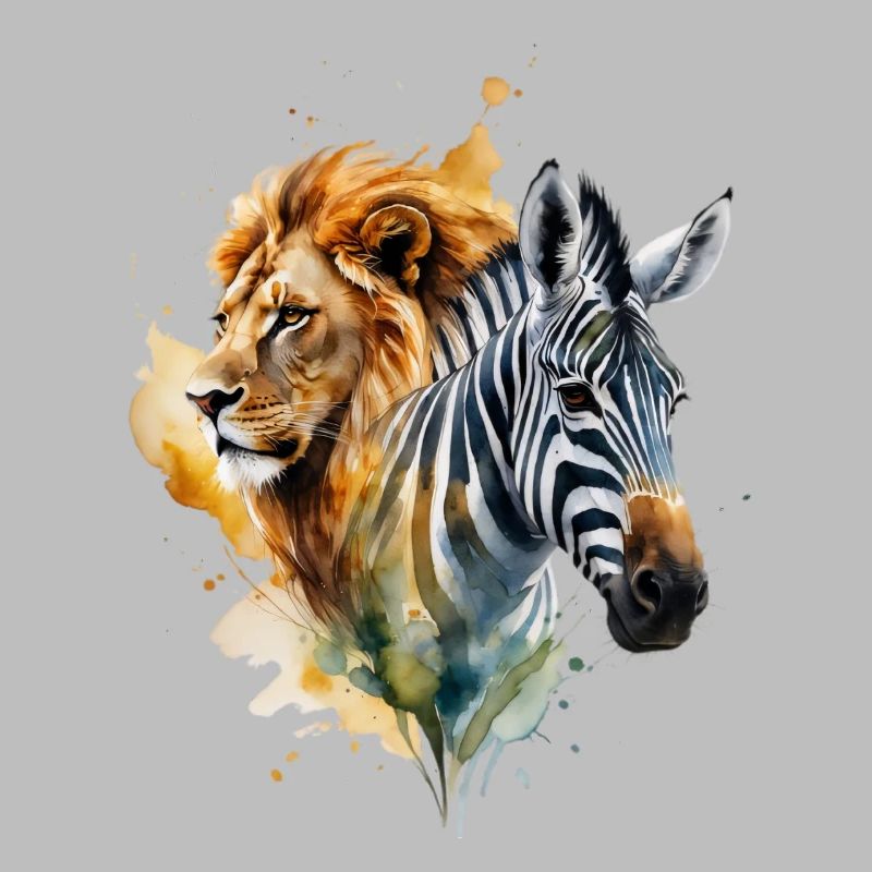 Wasserfarben Löwe Zebra Patchwork