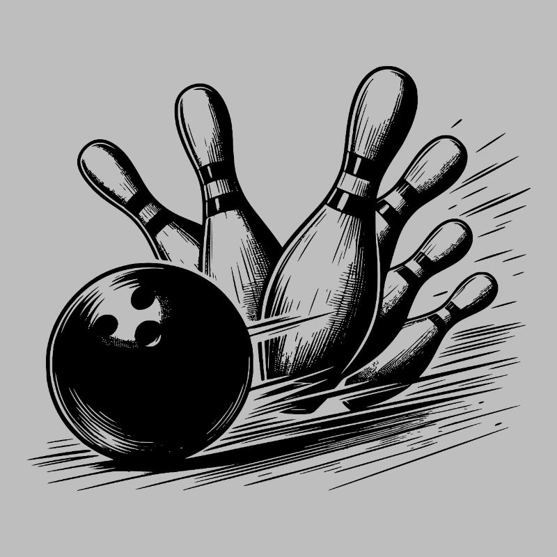Dynamischer Bowlingkugel Wurf auf Pins