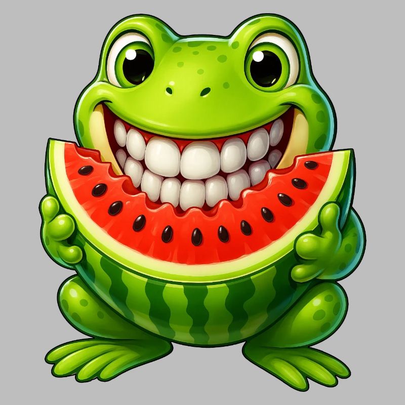 Crapaud grenouille joyeux avec pastèque été