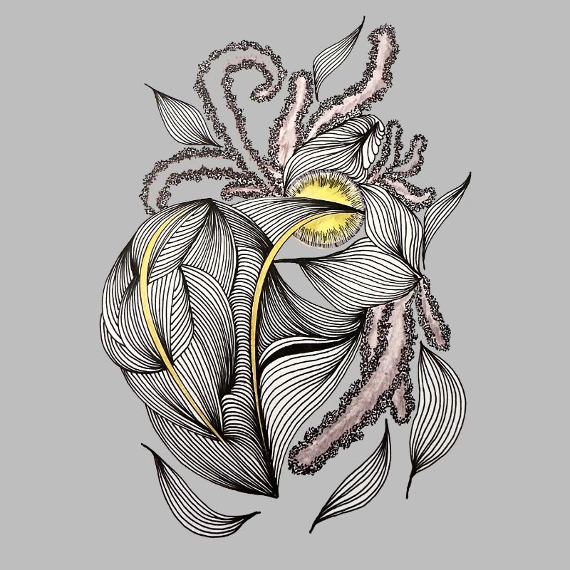 Leaf line with gold accent