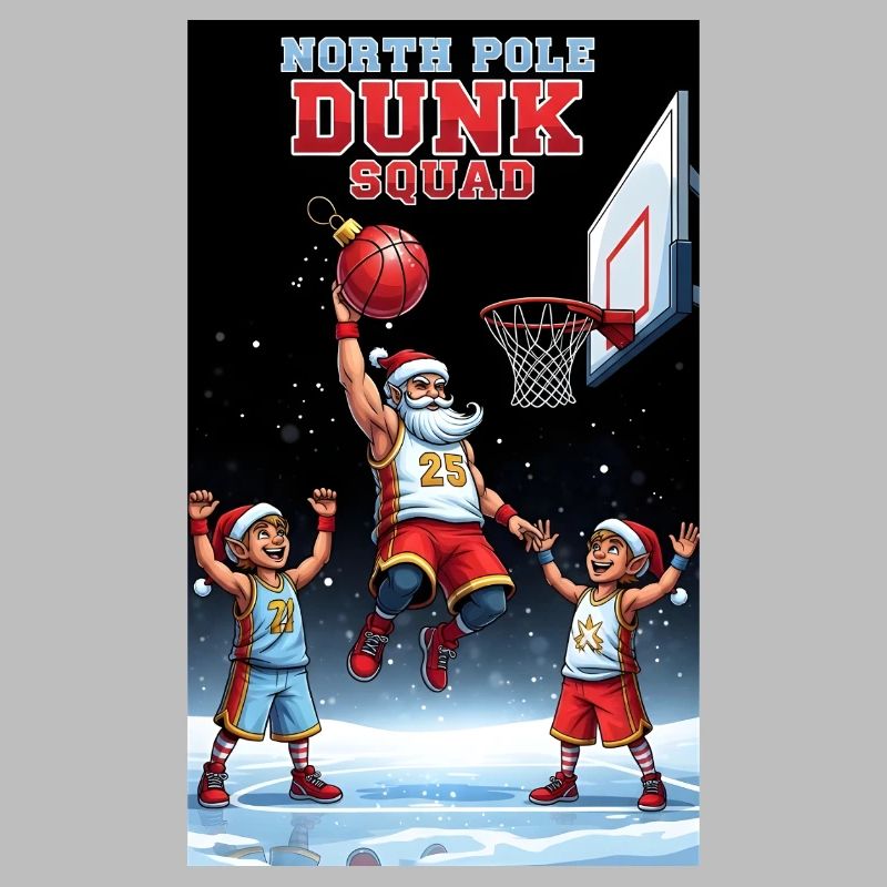 Santa Dunking Basketball North Pole Dunk Squad
