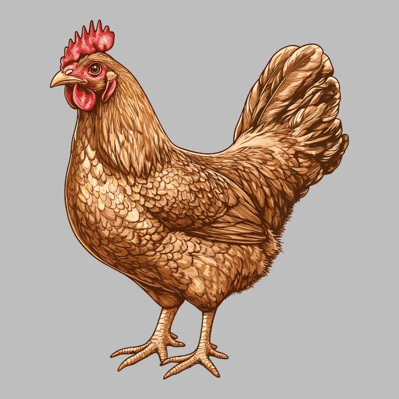 Chicken Illustration in Warm Feather Pattern