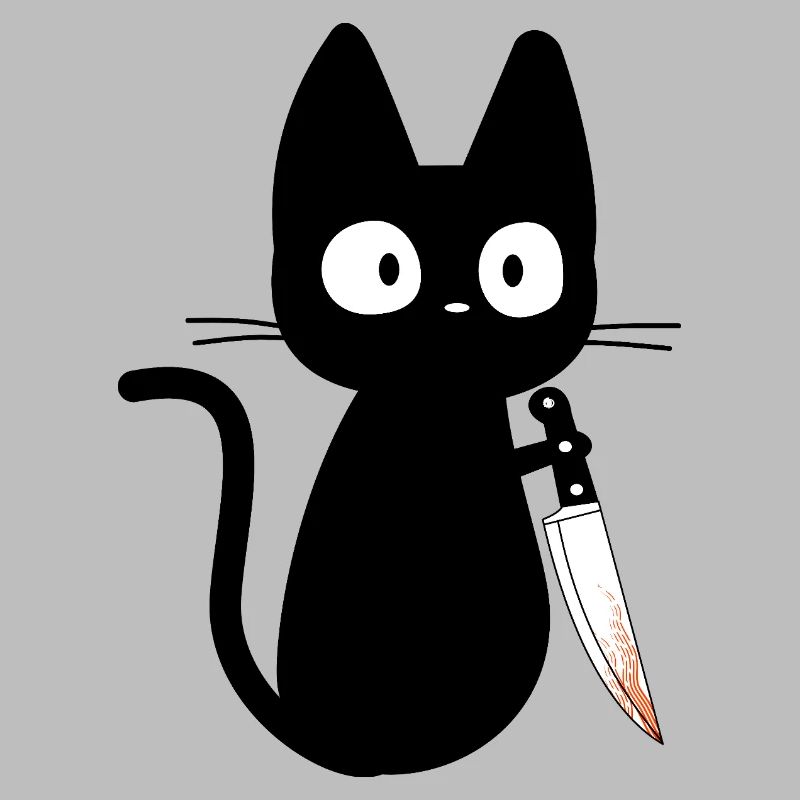 Katze mit Messer Humor Geschenkidee