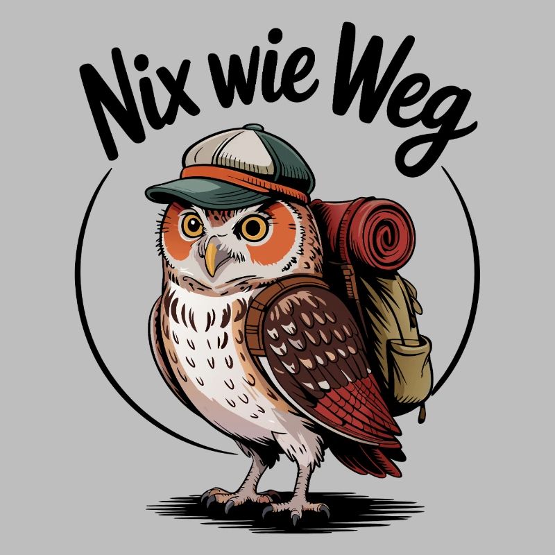 Forest hiker owl with backpack