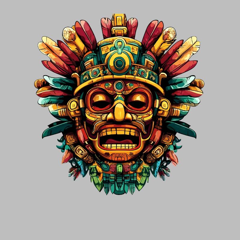 Explosion des couleurs du masque de plume aztèque
