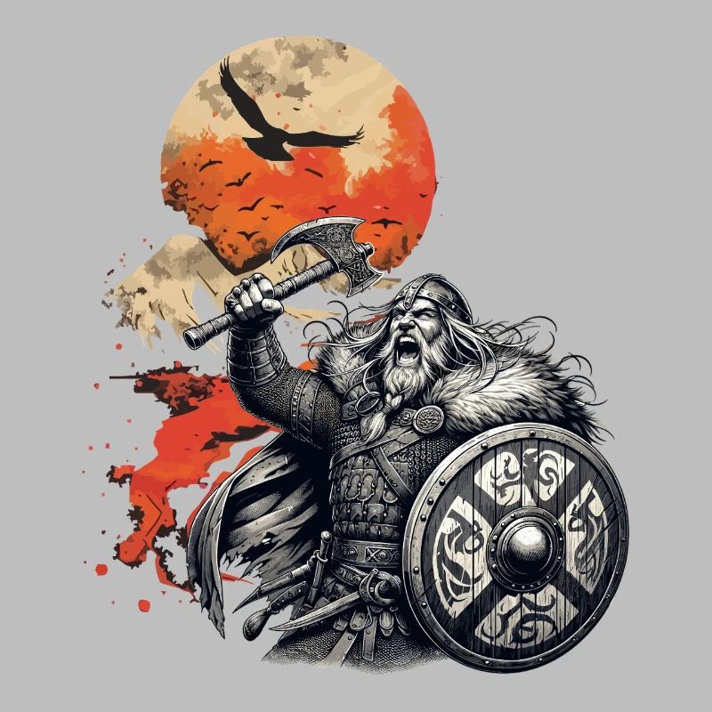 Viking warrior with axe and shield