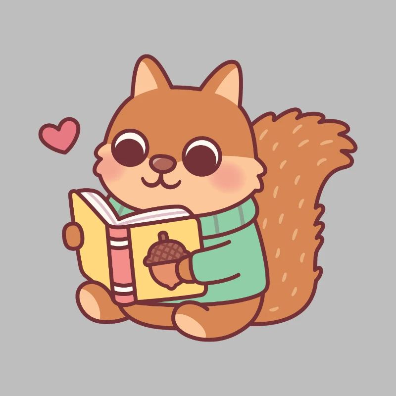 Niedliches Eichhörnchen liest ein Buch