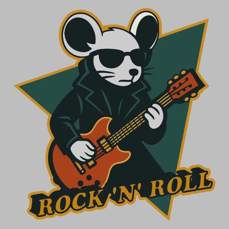 Mouse with Guitar Cool Cartoon