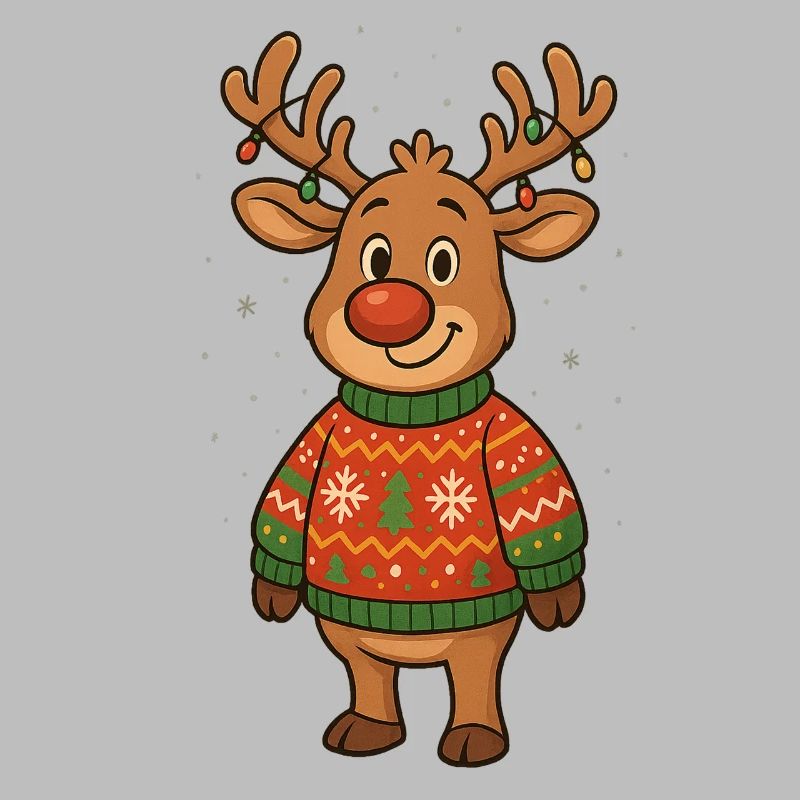 Winterhirsch im Weihnachtspullover
