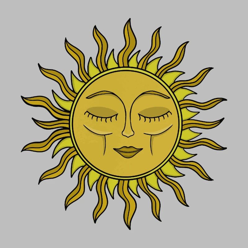Vintage Celestial Sun Mystical Boho Art