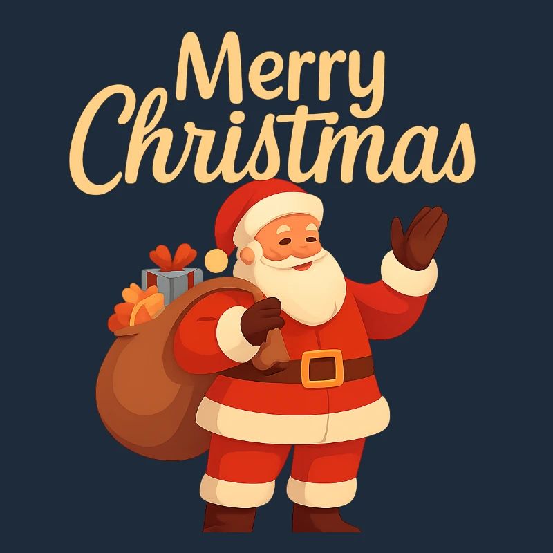 Fröhlicher Santa mit Geschenkesack